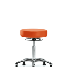 Vinyl Stool without Back Chrome - Medium Bench Height with Stationary Glides in Orange Kist Trailblazer Vinyl - VMBSO-CR-NF-RG-8613