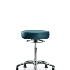 Vinyl Stool without Back Chrome - Medium Bench Height with Stationary Glides in Marine Blue Supernova Vinyl - VMBSO-CR-NF-RG-8801
