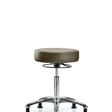 Vinyl Stool without Back Chrome - Medium Bench Height with Stationary Glides in Marine Blue Supernova Vinyl - VMBSO-CR-NF-RG-8809