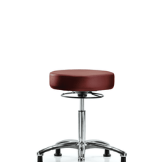 Vinyl Stool without Back Chrome - Medium Bench Height with Stationary Glides in Taupe Supernova Vinyl - VMBSO-CR-NF-RG-8815