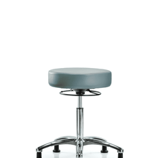 Vinyl Stool without Back Chrome - Medium Bench Height with Stationary Glides in Storm Supernova Vinyl - VMBSO-CR-NF-RG-8822