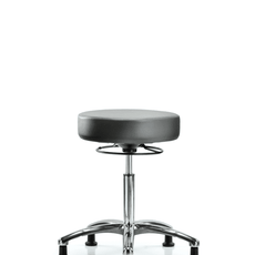 Vinyl Stool without Back Chrome - Medium Bench Height with Stationary Glides in Sterling Supernova Vinyl - VMBSO-CR-NF-RG-8840