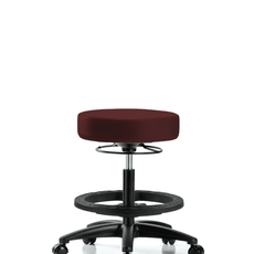 Vinyl Stool without Back - Medium Bench Height with Black Foot Ring & Casters in Burgundy Trailblazer Vinyl - VMBSO-RG-BF-RC-8569