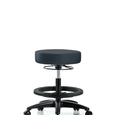 Vinyl Stool without Back - Medium Bench Height with Black Foot Ring & Casters in Imperial Blue Trailblazer Vinyl - VMBSO-RG-BF-RC-8582