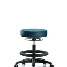 Vinyl Stool without Back - Medium Bench Height with Black Foot Ring & Casters in Marine Blue Supernova Vinyl - VMBSO-RG-BF-RC-8801