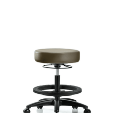 Vinyl Stool without Back - Medium Bench Height with Black Foot Ring & Casters in Marine Blue Supernova Vinyl - VMBSO-RG-BF-RC-8809