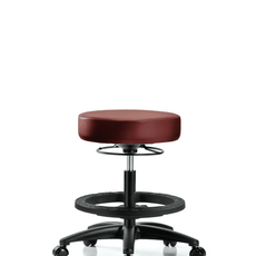 Vinyl Stool without Back - Medium Bench Height with Black Foot Ring & Casters in Taupe Supernova Vinyl - VMBSO-RG-BF-RC-8815