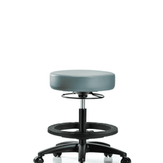 Vinyl Stool without Back - Medium Bench Height with Black Foot Ring & Casters in Storm Supernova Vinyl - VMBSO-RG-BF-RC-8822