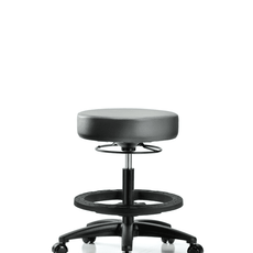 Vinyl Stool without Back - Medium Bench Height with Black Foot Ring & Casters in Sterling Supernova Vinyl - VMBSO-RG-BF-RC-8840