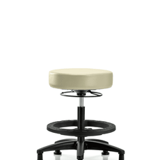 Vinyl Stool without Back - Medium Bench Height with Black Foot Ring & Stationary Glides in Adobe White Trailblazer Vinyl - VMBSO-RG-BF-RG-8501