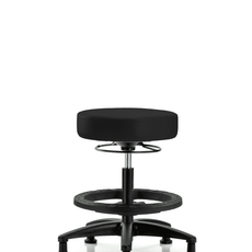 Vinyl Stool without Back - Medium Bench Height with Black Foot Ring & Stationary Glides in Black Trailblazer Vinyl - VMBSO-RG-BF-RG-8540