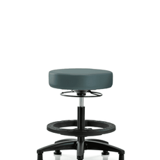 Vinyl Stool without Back - Medium Bench Height with Black Foot Ring & Stationary Glides in Colonial Blue Trailblazer Vinyl - VMBSO-RG-BF-RG-8546