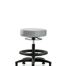 Vinyl Stool without Back - Medium Bench Height with Black Foot Ring & Stationary Glides in Dove Trailblazer Vinyl - VMBSO-RG-BF-RG-8567