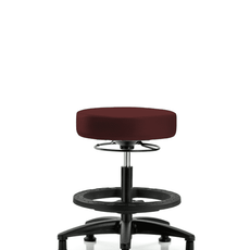 Vinyl Stool without Back - Medium Bench Height with Black Foot Ring & Stationary Glides in Burgundy Trailblazer Vinyl - VMBSO-RG-BF-RG-8569