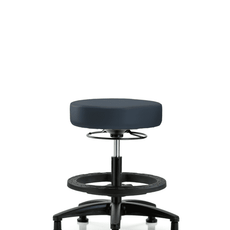 Vinyl Stool without Back - Medium Bench Height with Black Foot Ring & Stationary Glides in Imperial Blue Trailblazer Vinyl - VMBSO-RG-BF-RG-8582
