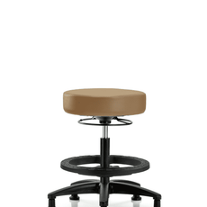 Vinyl Stool without Back - Medium Bench Height with Black Foot Ring & Stationary Glides in Taupe Trailblazer Vinyl - VMBSO-RG-BF-RG-8584