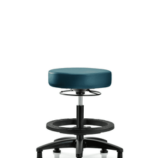 Vinyl Stool without Back - Medium Bench Height with Black Foot Ring & Stationary Glides in Marine Blue Supernova Vinyl - VMBSO-RG-BF-RG-8801