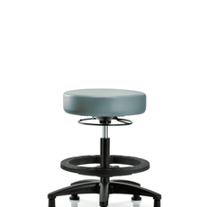 Vinyl Stool without Back - Medium Bench Height with Black Foot Ring & Stationary Glides in Storm Supernova Vinyl - VMBSO-RG-BF-RG-8822