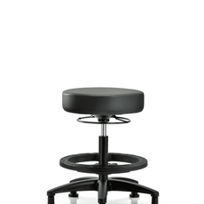 Vinyl Stool without Back - Medium Bench Height with Black Foot Ring & Stationary Glides in Carbon Supernova Vinyl - VMBSO-RG-BF-RG-8823