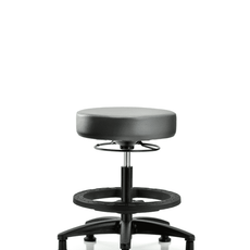 Vinyl Stool without Back - Medium Bench Height with Black Foot Ring & Stationary Glides in Sterling Supernova Vinyl - VMBSO-RG-BF-RG-8840
