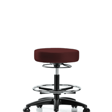Vinyl Stool without Back - Medium Bench Height with Chrome Foot Ring & Casters in Burgundy Trailblazer Vinyl - VMBSO-RG-CF-RC-8569