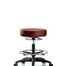 Vinyl Stool without Back - Medium Bench Height with Chrome Foot Ring & Casters in Taupe Supernova Vinyl - VMBSO-RG-CF-RC-8815