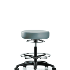 Vinyl Stool without Back - Medium Bench Height with Chrome Foot Ring & Casters in Storm Supernova Vinyl - VMBSO-RG-CF-RC-8822
