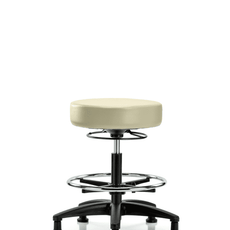 Vinyl Stool without Back - Medium Bench Height with Chrome Foot Ring & Stationary Glides in Adobe White Trailblazer Vinyl - VMBSO-RG-CF-RG-8501