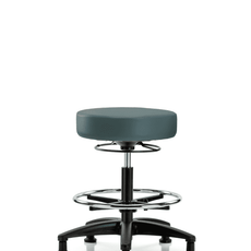 Vinyl Stool without Back - Medium Bench Height with Chrome Foot Ring & Stationary Glides in Colonial Blue Trailblazer Vinyl - VMBSO-RG-CF-RG-8546