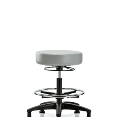 Vinyl Stool without Back - Medium Bench Height with Chrome Foot Ring & Stationary Glides in Dove Trailblazer Vinyl - VMBSO-RG-CF-RG-8567