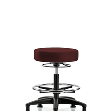 Vinyl Stool without Back - Medium Bench Height with Chrome Foot Ring & Stationary Glides in Burgundy Trailblazer Vinyl - VMBSO-RG-CF-RG-8569