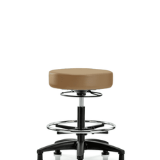 Vinyl Stool without Back - Medium Bench Height with Chrome Foot Ring & Stationary Glides in Taupe Trailblazer Vinyl - VMBSO-RG-CF-RG-8584