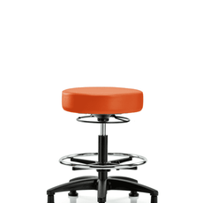 Vinyl Stool without Back - Medium Bench Height with Chrome Foot Ring & Stationary Glides in Orange Kist Trailblazer Vinyl - VMBSO-RG-CF-RG-8613