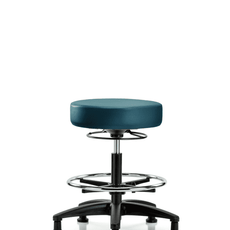 Vinyl Stool without Back - Medium Bench Height with Chrome Foot Ring & Stationary Glides in Marine Blue Supernova Vinyl - VMBSO-RG-CF-RG-8801
