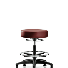 Vinyl Stool without Back - Medium Bench Height with Chrome Foot Ring & Stationary Glides in Taupe Supernova Vinyl - VMBSO-RG-CF-RG-8815
