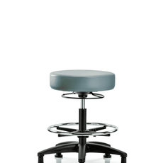 Vinyl Stool without Back - Medium Bench Height with Chrome Foot Ring & Stationary Glides in Storm Supernova Vinyl - VMBSO-RG-CF-RG-8822