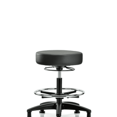 Vinyl Stool without Back - Medium Bench Height with Chrome Foot Ring & Stationary Glides in Carbon Supernova Vinyl - VMBSO-RG-CF-RG-8823