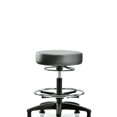 Vinyl Stool without Back - Medium Bench Height with Chrome Foot Ring & Stationary Glides in Sterling Supernova Vinyl - VMBSO-RG-CF-RG-8840
