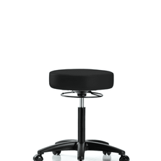 Vinyl Stool without Back - Medium Bench Height with Casters in Black Trailblazer Vinyl - VMBSO-RG-NF-RC-8540