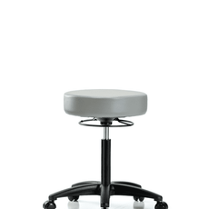Vinyl Stool without Back - Medium Bench Height with Casters in Dove Trailblazer Vinyl - VMBSO-RG-NF-RC-8567