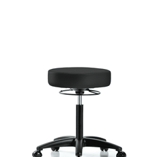 Vinyl Stool without Back - Medium Bench Height with Casters in Charcoal Trailblazer Vinyl - VMBSO-RG-NF-RC-8605