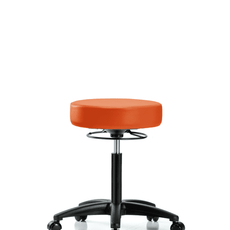 Vinyl Stool without Back - Medium Bench Height with Casters in Orange Kist Trailblazer Vinyl - VMBSO-RG-NF-RC-8613