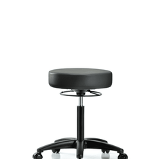Vinyl Stool without Back - Medium Bench Height with Casters in Carbon Supernova Vinyl - VMBSO-RG-NF-RC-8823
