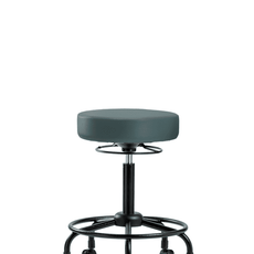 Vinyl Stool without Back - Medium Bench Height with Round Tube Base & Casters in Colonial Blue Trailblazer Vinyl - VMBSO-RT-RC-8546