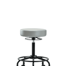 Vinyl Stool without Back - Medium Bench Height with Round Tube Base & Casters in Dove Trailblazer Vinyl - VMBSO-RT-RC-8567