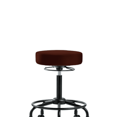 Vinyl Stool without Back - Medium Bench Height with Round Tube Base & Casters in Burgundy Trailblazer Vinyl - VMBSO-RT-RC-8569