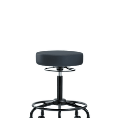 Vinyl Stool without Back - Medium Bench Height with Round Tube Base & Casters in Imperial Blue Trailblazer Vinyl - VMBSO-RT-RC-8582
