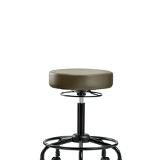 Vinyl Stool without Back - Medium Bench Height with Round Tube Base & Casters in Marine Blue Supernova Vinyl - VMBSO-RT-RC-8809