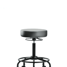 Vinyl Stool without Back - Medium Bench Height with Round Tube Base & Casters in Sterling Supernova Vinyl - VMBSO-RT-RC-8840