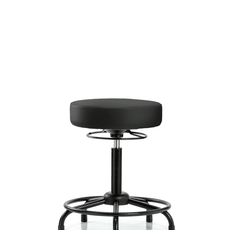 Vinyl Stool without Back - Medium Bench Height with Round Tube Base & Stationary Glides in Black Trailblazer Vinyl - VMBSO-RT-RG-8540